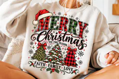 Merry Christmas Leopard Plaid Trees PNG Product Image 3