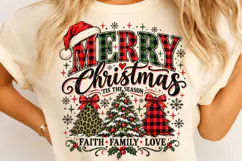 Merry Christmas Leopard Plaid Trees PNG Product Image 4