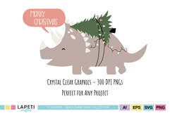 Holiday dinosaurs clipart pack designed for planners, cards and crafting projects