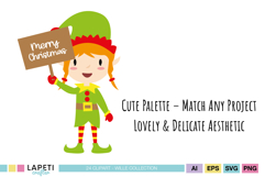 Elf clipart PNG set designed for scrapbooking, planners and holiday printables