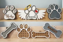 Personalized dog paw ornament laser file, Dog paw ornament Product Image 2