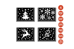 Christmas Papel Picado SVG Winter Decor Digital Download Product Image 1