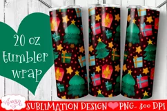 Christmas tumbler wrap for sublimation | Christmas tree PNG Product Image 1