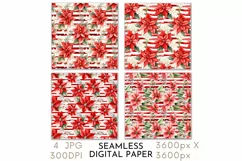 Christmas Poinsettia Seamless Digital Paper JPG Product Image 1