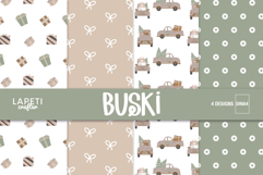 Four neutral Christmas digital papers for festive gift wrapping and seasonal packaging