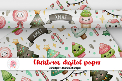 Christmas digital paper bundle png, Christmas Illustrations, Seamless Digital Papers PNG