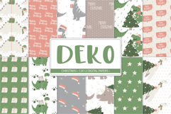 Christmas dinosaur digital paper pack with 12 non seamless 12x12 designs