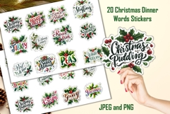 20 Christmas Dinner Words Stickers JPEG and PNGs Product Image 1