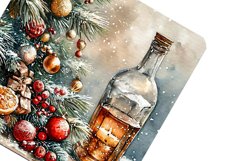 Vintage Watercolor Christmas Square Coasters Design Product Image 2