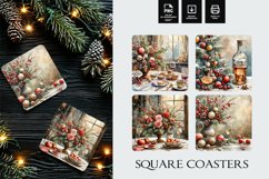 Vintage Watercolor Christmas Square Coasters Design Product Image 1