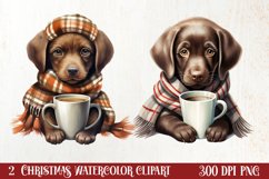 Christmas Dog And Coffee Clipart, Christmas Clipart Product Image 1