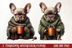 Christmas Dog And Coffee Clipart, Christmas Clipart Product Image 1