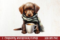 Christmas Dog And Coffee Clipart, Christmas Clipart Product Image 1