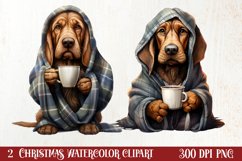 Christmas Dog And Coffee Clipart, Christmas Clipart Product Image 1