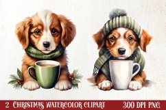 Christmas Dog And Coffee Clipart, Christmas Clipart Product Image 1