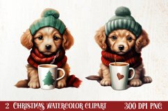 Christmas Dog And Coffee Clipart, Christmas Clipart Product Image 1