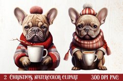 Christmas Dog And Coffee Clipart, Christmas Clipart Product Image 1
