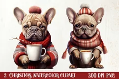 Christmas Dog And Coffee Clipart, Christmas Clipart Product Image 1