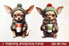 Christmas Dog And Coffee Clipart, Christmas Clipart Product Image 1