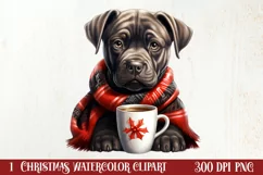 Christmas Dog And Coffee Clipart, Christmas Clipart Product Image 1