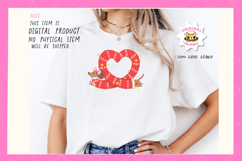 Cute Christmas Dachshund Dog Heart Shape Sublimation PNG Product Image 3