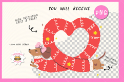 Cute Christmas Dachshund Dog Heart Shape Sublimation PNG Product Image 4