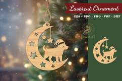 Christmas Dog In Moon Lasercut Ornament SVG Product Image 1