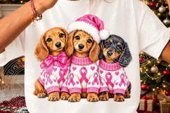 Christmas Dog Lover Pink Ribbon Breast Cancer Awareness Product Image 3