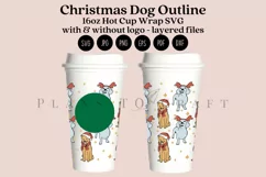 Christmas Dog Outline starbucks 16oz hot cup tumbler wrap svg presized template for tumbler grande suitable for cricut and silhouette