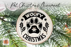 Christmas Dog Round Ornament SVG Dog Paw Woofy Christmas