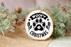 Christmas Dog Round Ornament SVG Dog Paw Woofy Christmas