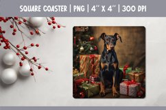 Christmas Dog Square Coaster Sublimation Design| Doberman Product Image 1