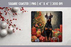 Christmas Dog Square Coaster Sublimation Design| Doberman Product Image 1