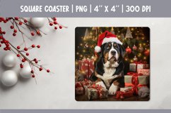 Christmas Dog Coaster Sublimation| Greater Swiss Mountain Product Image 1
