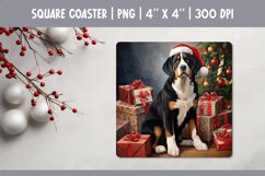 Christmas Dog Coaster Sublimation| Greater Swiss Mountain Product Image 1