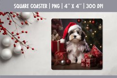 Christmas Dog Square Coaster Sublimation Design|Havanese PNG Product Image 1
