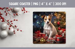 Christmas Dog Square Coaster Sublimation Design| Jack Russel Product Image 1