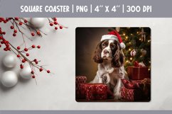 Christmas Dog Square Coaster Sublimation Design| Spaniel Product Image 1
