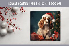 Christmas Dog Square Coaster Sublimation Design| Spaniel Product Image 1