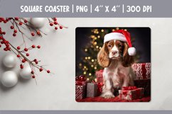 Christmas Dog Square Coaster Sublimation Design| Spaniel Product Image 1