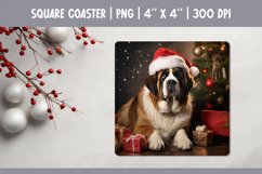 Christmas Dog Square Coaster Sublimation Design| st bernard Product Image 1