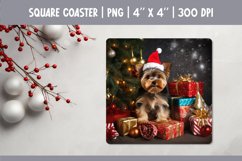 Christmas Dog Coaster Sublimation Design| Yorkshire Terrier Product Image 1