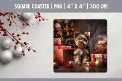 Christmas Dog Coaster Sublimation Design| Yorkshire Terrier Product Image 1