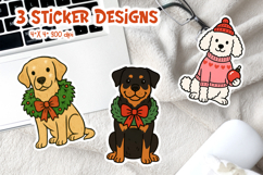Christmas Dog Vintage Stickers | Retriever Rottweiler Poodle Product Image 1