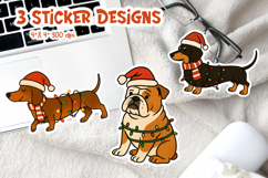 Christmas Dog Vintage Stickers | Dachshund Bulldog Product Image 1