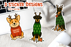 Christmas Dog Vintage Stickers | Corgi Rottweiler Doberman Product Image 1