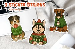 Christmas Dog Vintage Stickers | Aussie Husky Boxer Product Image 1