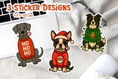 Christmas Dog Vintage Stickers | Dane Frenchie Collie Product Image 1