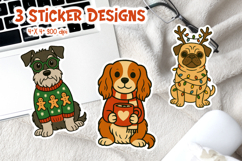 Christmas Dog Vintage Stickers | Schnauzer Spaniel Pug Product Image 1