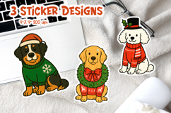 Christmas Dog Vintage Sticker Printable | Bernedoodle Golden Product Image 1